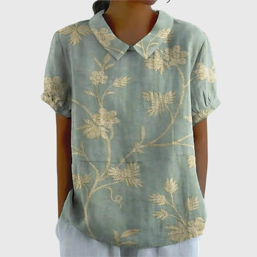 Blusa holgada de manga corta con estampado floral para mujer