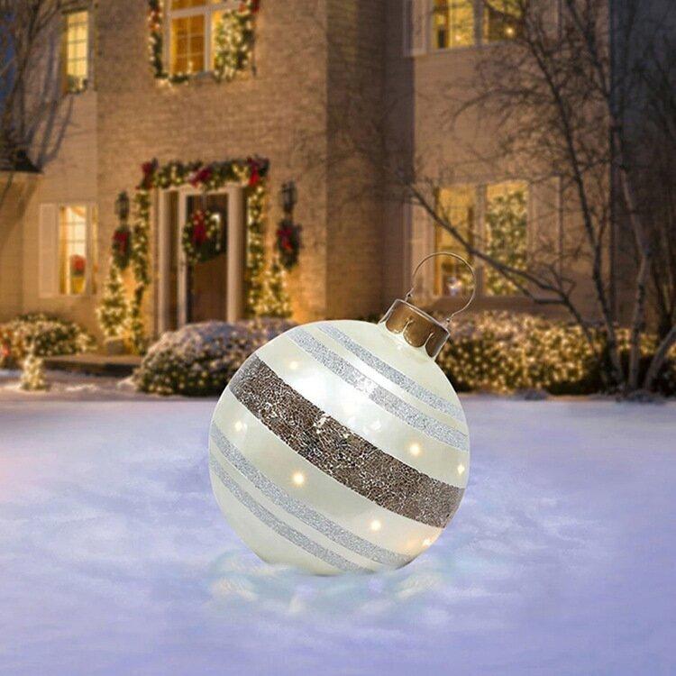 Bolas de Navidad decorativas hinchables de PVC para exterior | Resistentes a la intemperie y reutilizables | Varios diseños