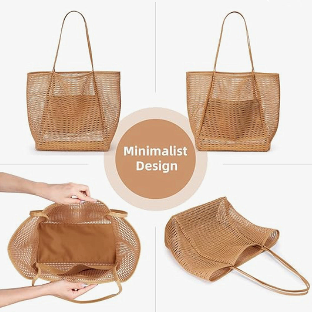 Bolso tote de playa de malla transpirable