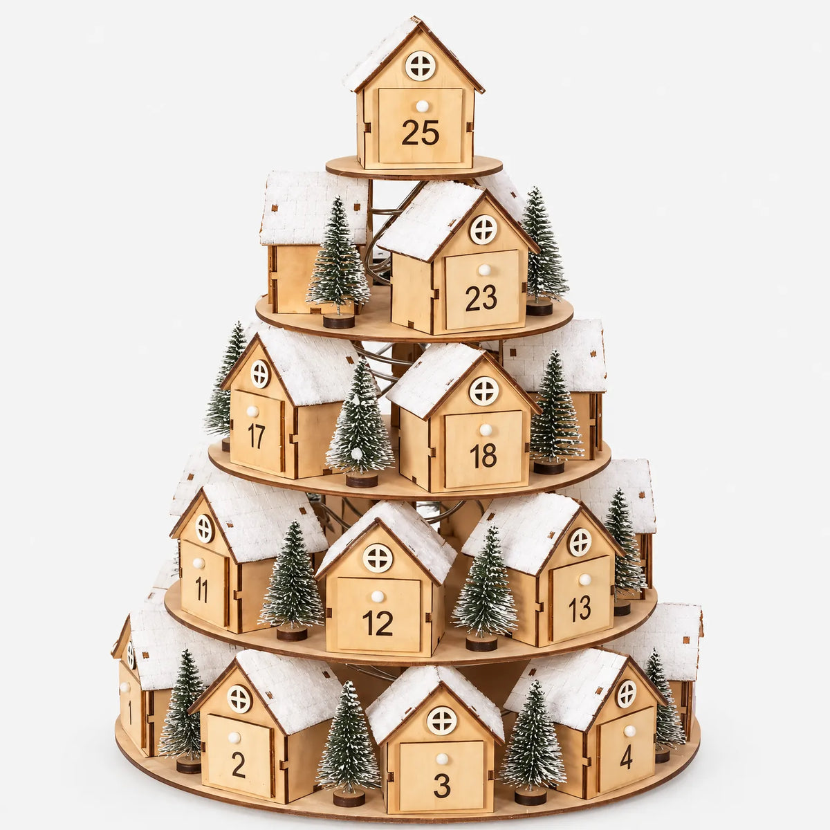 Calendario de Adviento de varios niveles con pueblo navideño Nivosa