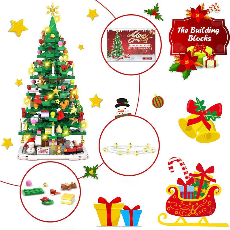 Calendario de Adviento navideño de 1102 piezas para recuerdos festivos creativos