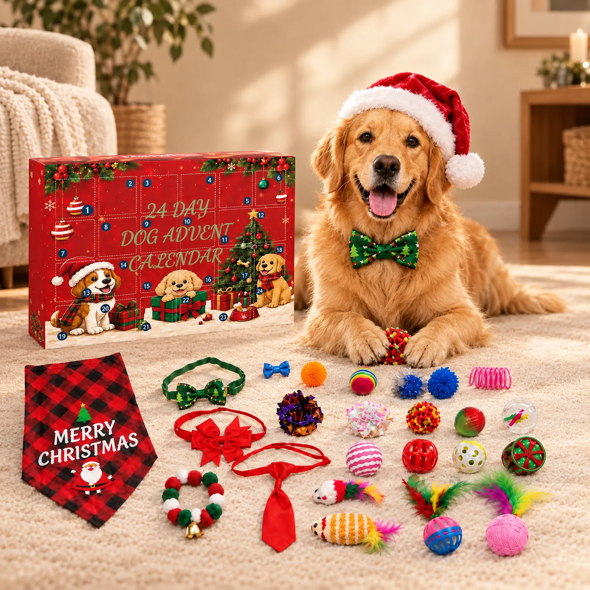 Calendario de adviento navideño para perros