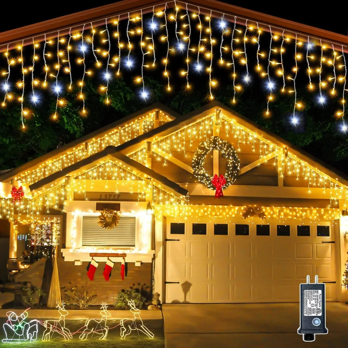 Cortina de luces LED navideña