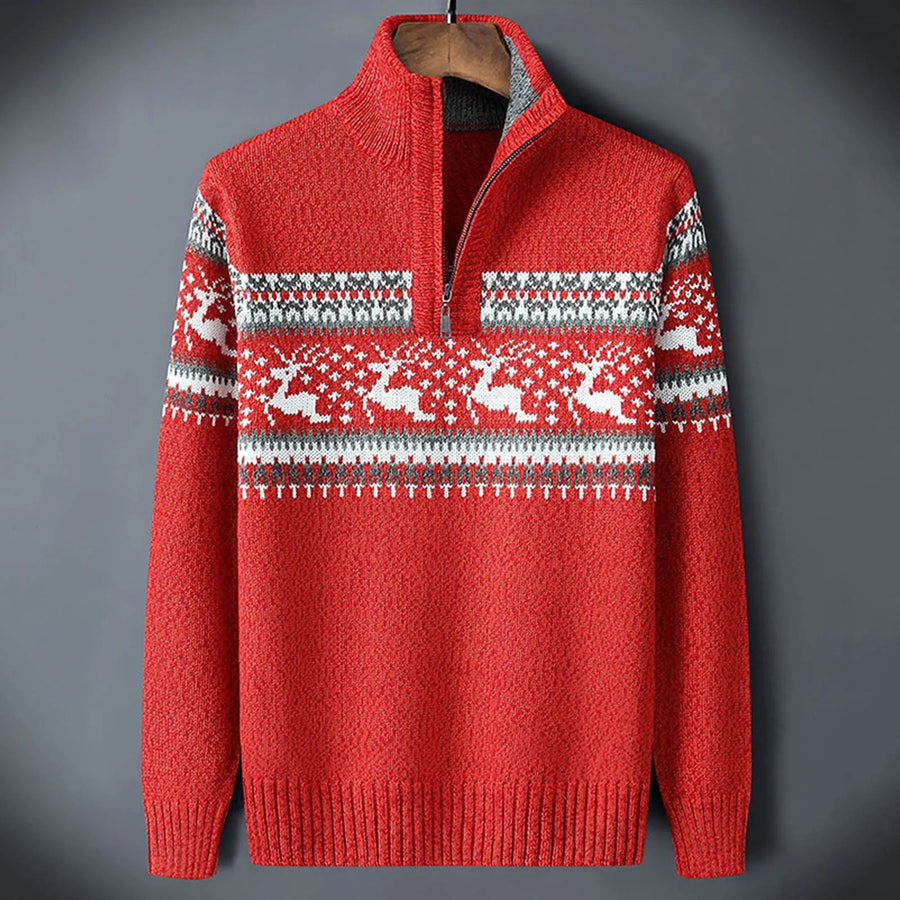 Jersey con cremallera media y estampado Fair Isle