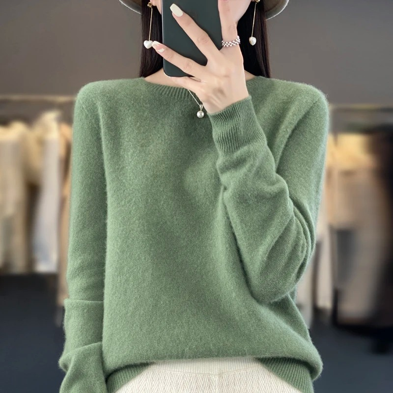 Jersey de Cachemira para Mujer con Cuello Redondo, Elegante, Suave y Cómodo