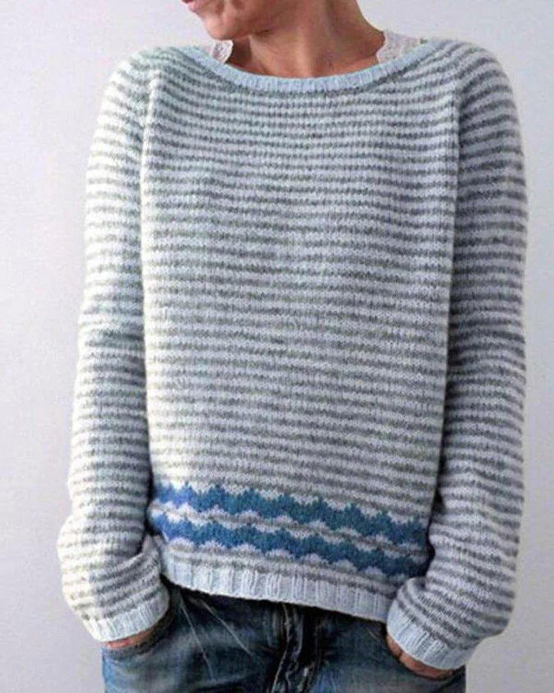 Jersey de punto para mujer con estampado nórdico de corte holgado