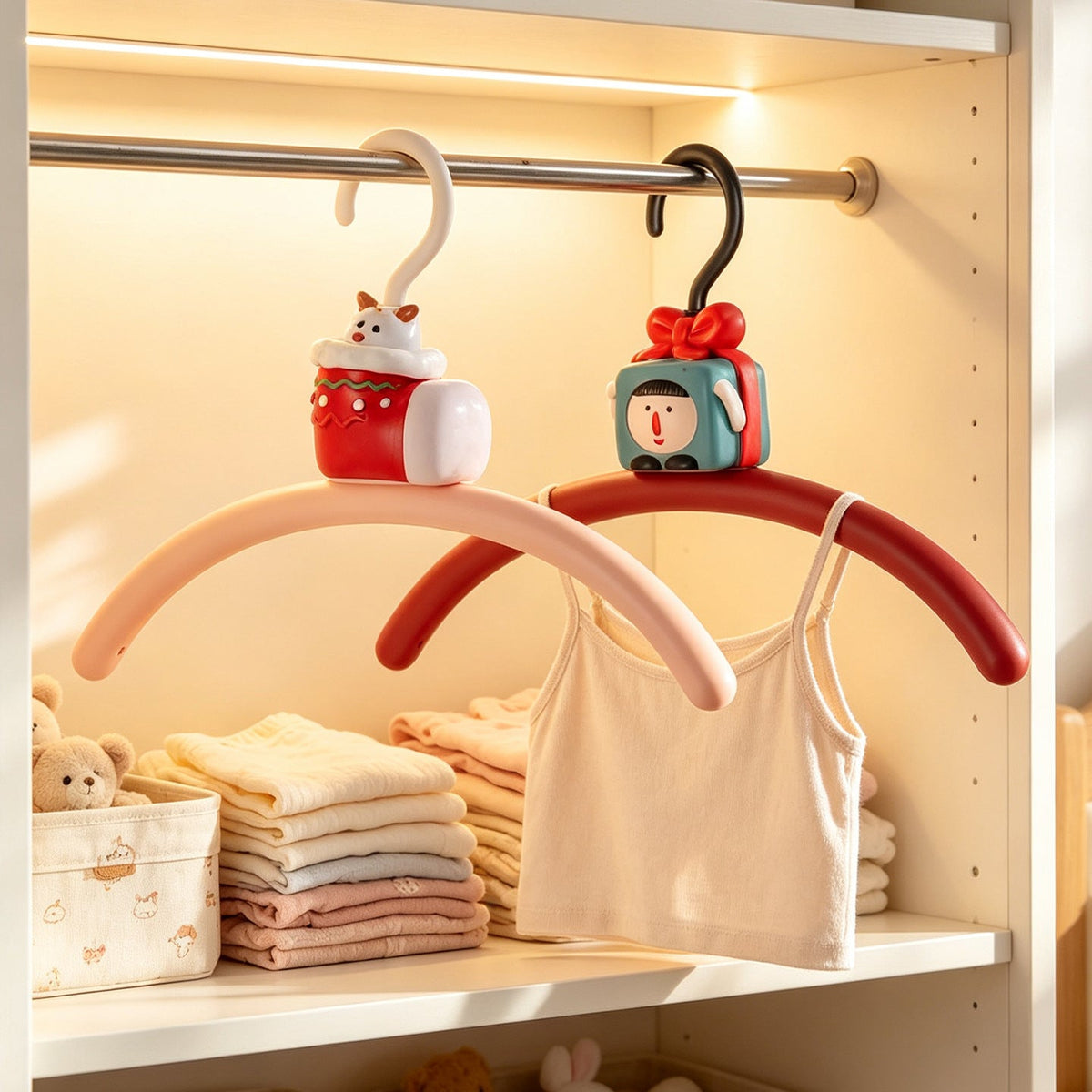 Percha de plástico para ropa con diseño navideño