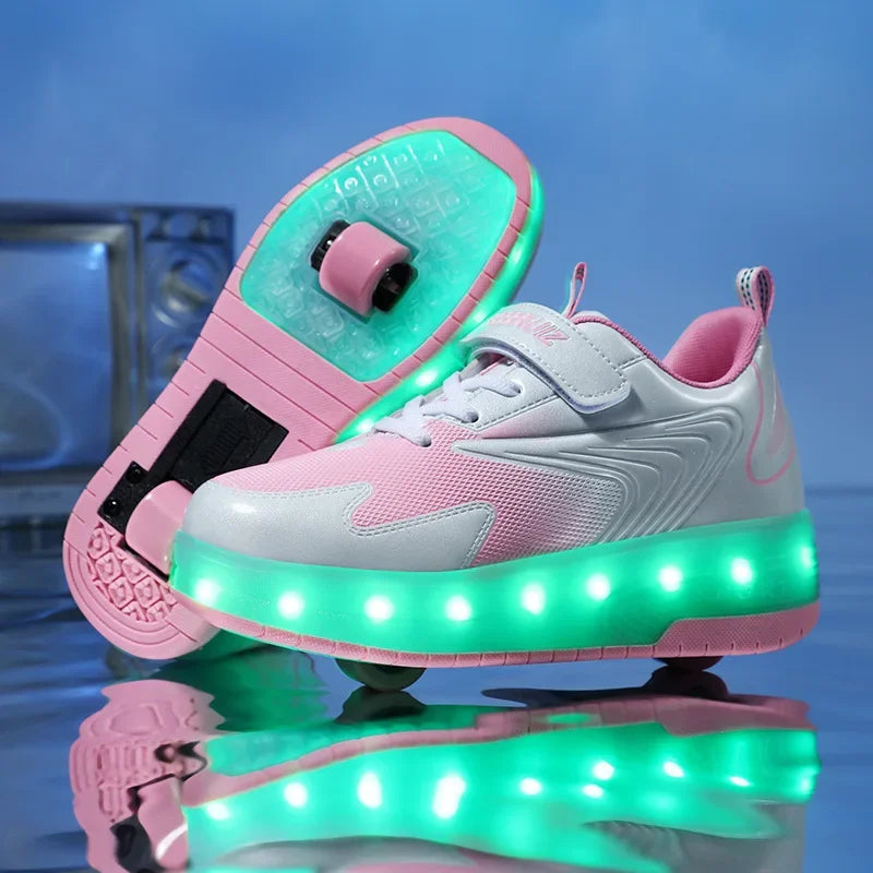 Zapatillas Infantiles con Luces LED y Ruedas – Cierre Fácil de Velcro para Juego Activo