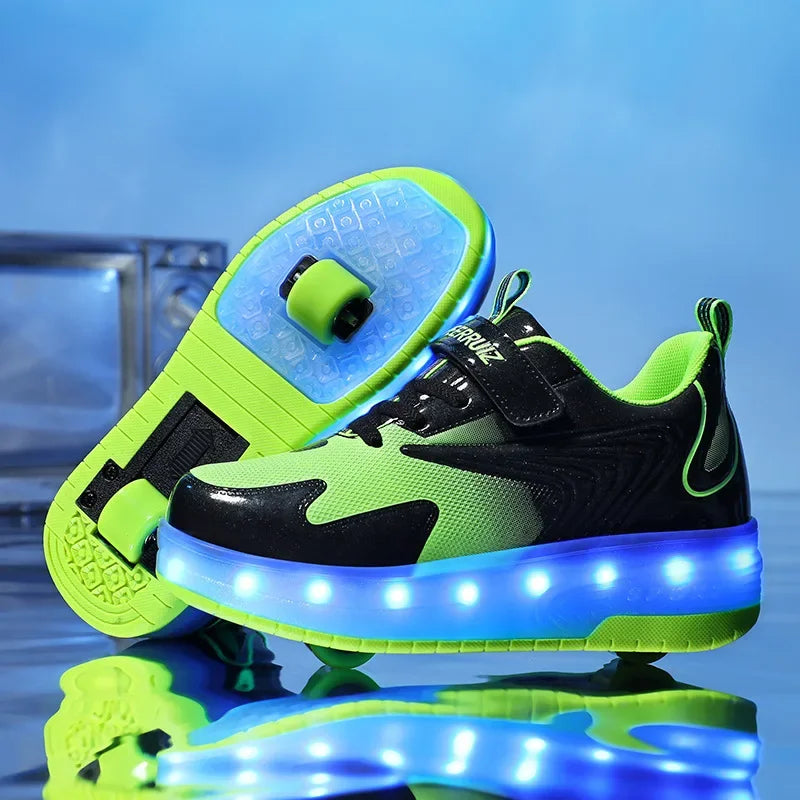 Zapatillas infantiles con ruedas y luces LED