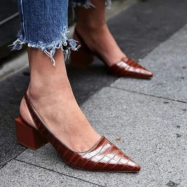 Zapatos de Tacón Ortopédicos con Diseño Cocodrilo